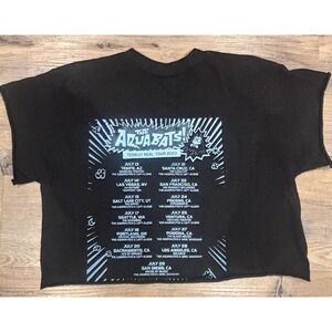 The Aquabats Totally Real Tour 2023 Women L Custom Crop Black Ska Punk Band Tee
